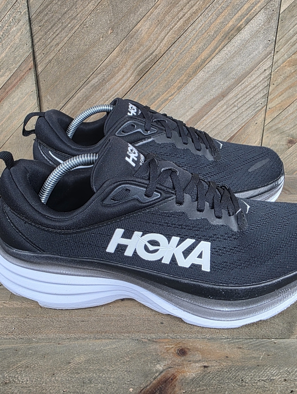 Hoka One One Bondi 8 Womens Athletic Running Shoes Size 11 B Black NO INSOLES